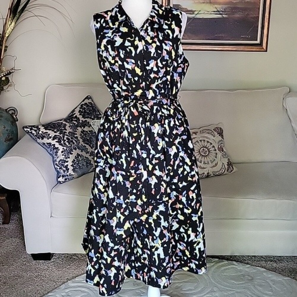 Jason Wu Sleevles Geo Patern/ Novelty Shirt Button Midi Dress